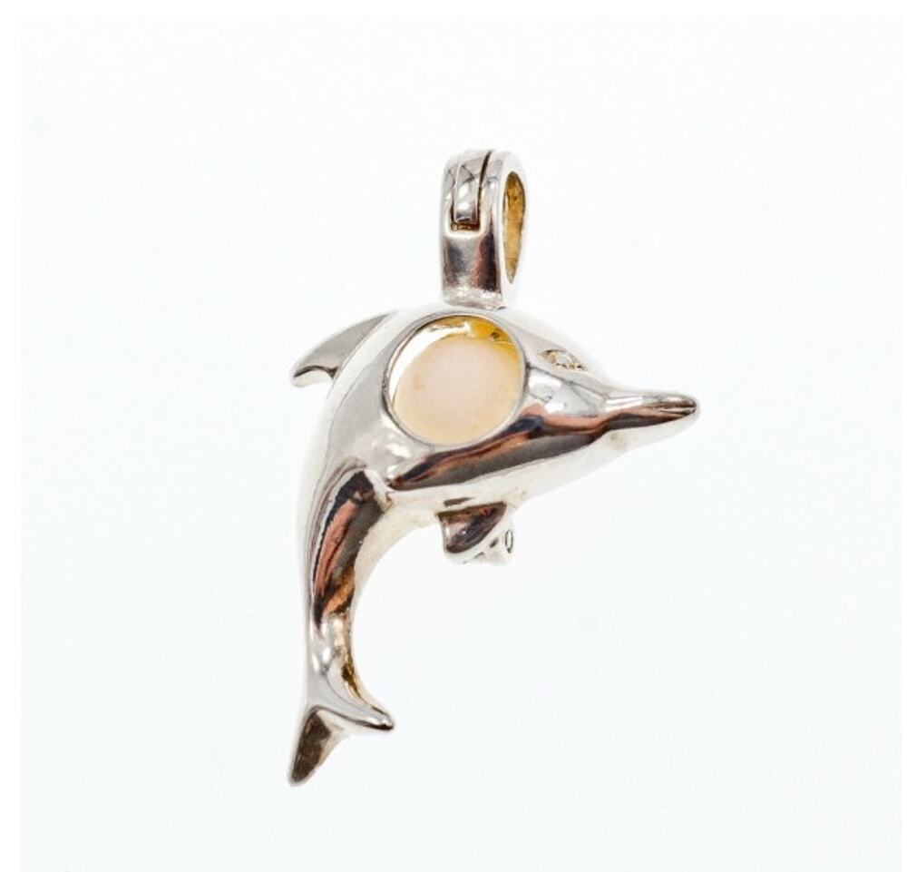 925 Sterling Silver Pearl Dolphin Pendant